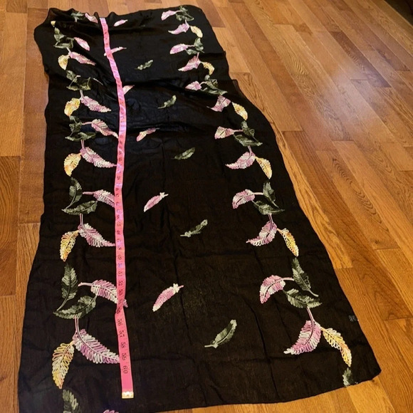 Vintage cotton scarf colourful  leaf detail - Picture 5 of 8